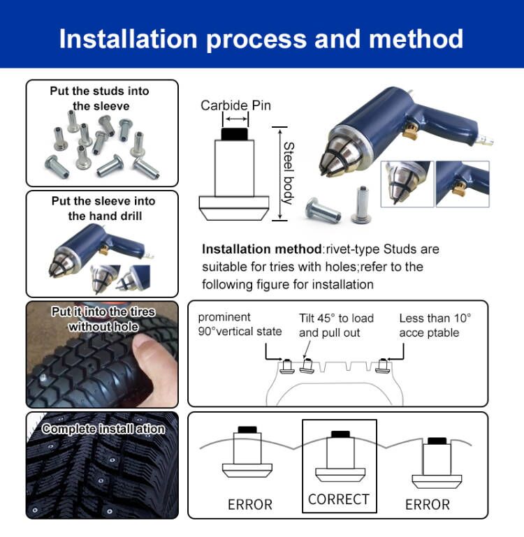 Winter Car Wheel Tires Studs Snow Spikes Air Gun Installation Tool